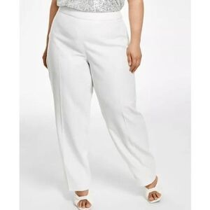 Anne Klein Women's Plus Size High-Rise Side-Zip Pants White/silver 22W